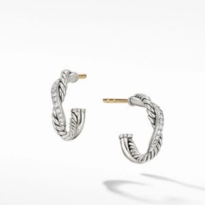 David Yurman huggie hoop earrings silver diamonds